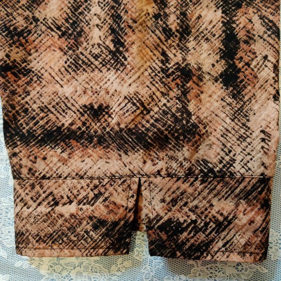 Essentials Women’s 4X Button-Up Stretch Top – Plus - 3/4 Sleeve, Brown-Black - Picture 4 of 14